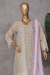Bin Saeed Stitched 3 Piece Exc Emb Lawn Vol-02 Collection'2025-SM-2102-Yellow