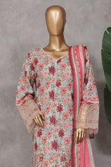 Bin Saeed Stitched 3 Piece Exc Emb Lawn Vol-02 Suit-SM-2104-Skin