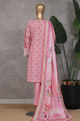 Bin Saeed Stitched 3 Piece Exc Emb Lawn Vol-02 Suit-SM-2106-Pink