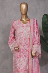 Bin Saeed Stitched 3 Piece Exc Emb Lawn Vol-02 Suit-SM-2106-Pink