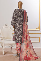 Bin Saeed Stitched 3 Piece Open Front Cutwork Kari Suit-SM-2112-Dark Grey