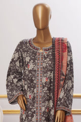 Bin Saeed Stitched 3 Piece Open Front Cutwork Kari Suit-SM-2112-Dark Grey