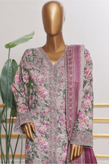 Bin Saeed Stitched 3 Piece Open Front Cutwork Kari Suit-SM-2115-Grey