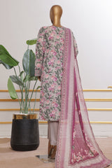 Bin Saeed Stitched 3 Piece Open Front Cutwork Kari Suit-SM-2115-Grey