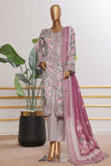 Bin Saeed Stitched 3 Piece Open Front Cutwork Kari Suit-SM-2115-Grey