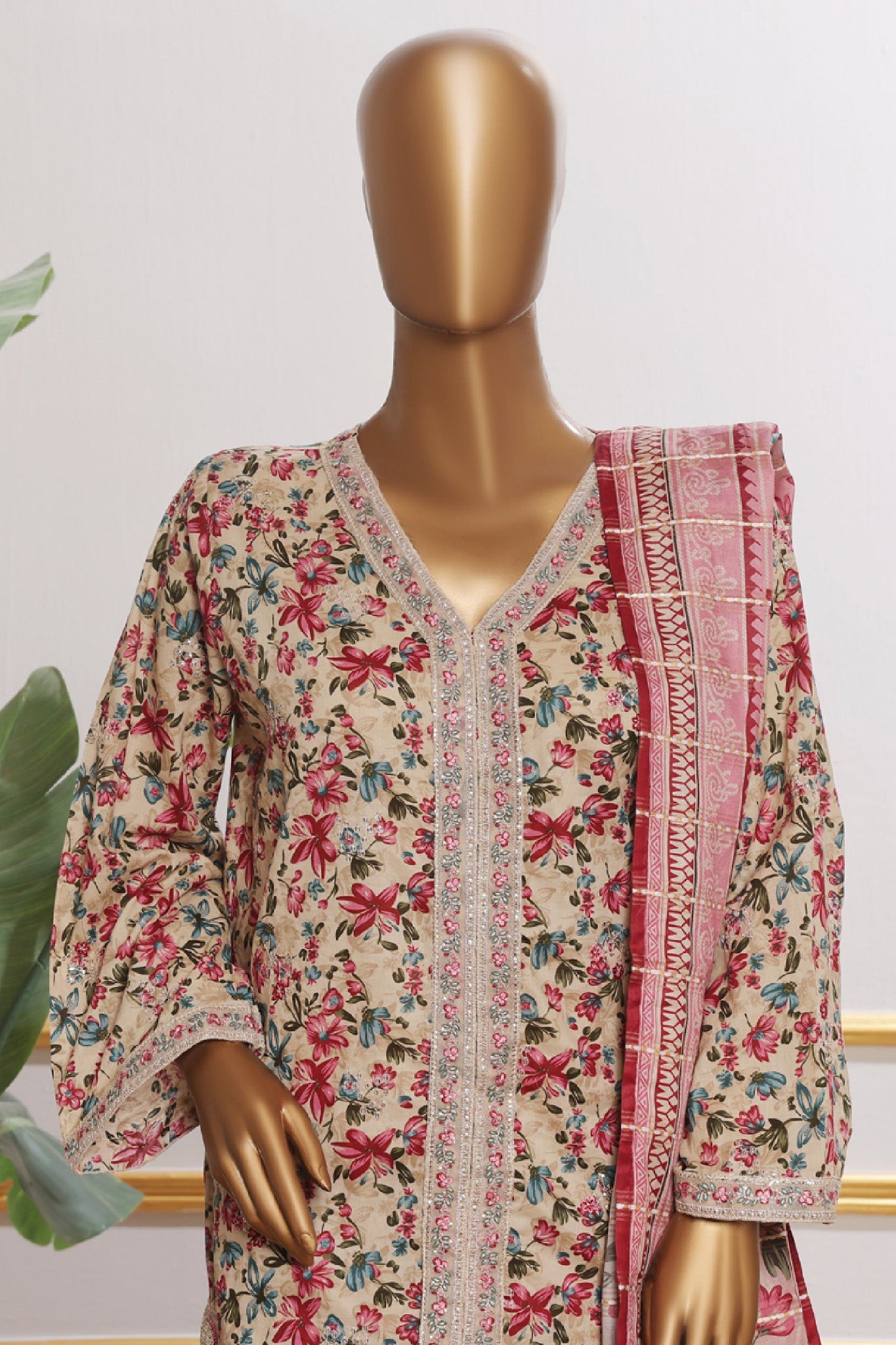 Bin Saeed Stitched 3 Piece Open Front Cutwork Kari Collection'2025-SM-2116-Skin