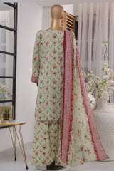 Bin Saeed Exclusive Printed Lawn With Farshi Shalwar Vol-03 Suit-SM-2122-Pista