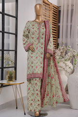 Bin Saeed Exclusive Printed Lawn With Farshi Shalwar Vol-03 Suit-SM-2122-Pista