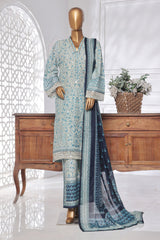 Bin Saeed Stitched 3 Piece Exc Chikankari Lawn Suit-SM-2135-Off White