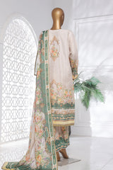 Bin Saeed Stitched 3 Piece Exc Chikankari Lawn Suit-SM-2136-Off White