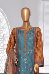 Bin Saeed Stitched 3 Piece Exc Chikankari Lawn Suit-SM-2137-Teal