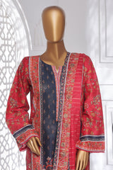 Bin Saeed Stitched 3 Piece Exc Chikankari Lawn Collection'2025-SM-2139-Red