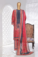 Bin Saeed Stitched 3 Piece Exc Chikankari Lawn Suit-SM-2139-Red