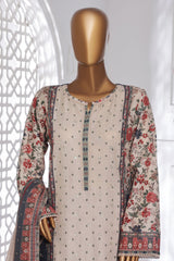 Bin Saeed Stitched 3 Piece Exc Chikankari Lawn Suit-SM-2140-Off White
