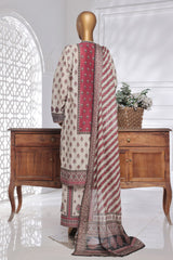 Bin Saeed Stitched 3 Piece Exc Chikankari Lawn Suit-SM-2141-Maroon