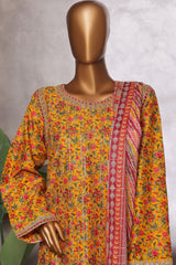 Bin Saeed Stitched 3 Piece Luxury Front Open Cutwork Vol-03 Suit-SM-2155-Yellow
