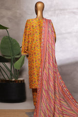 Bin Saeed Stitched 3 Piece Luxury Front Open Cutwork Vol-03 Suit-SM-2155-Yellow