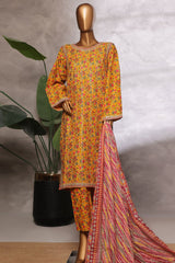 Bin Saeed Stitched 3 Piece Luxury Front Open Cutwork Vol-03 Suit-SM-2155-Yellow
