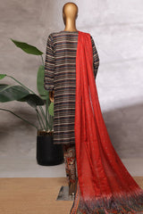 Bin Saeed Stitched 3 Piece Luxury Front Open Cutwork Vol-03 Suit-SM-2159-Black