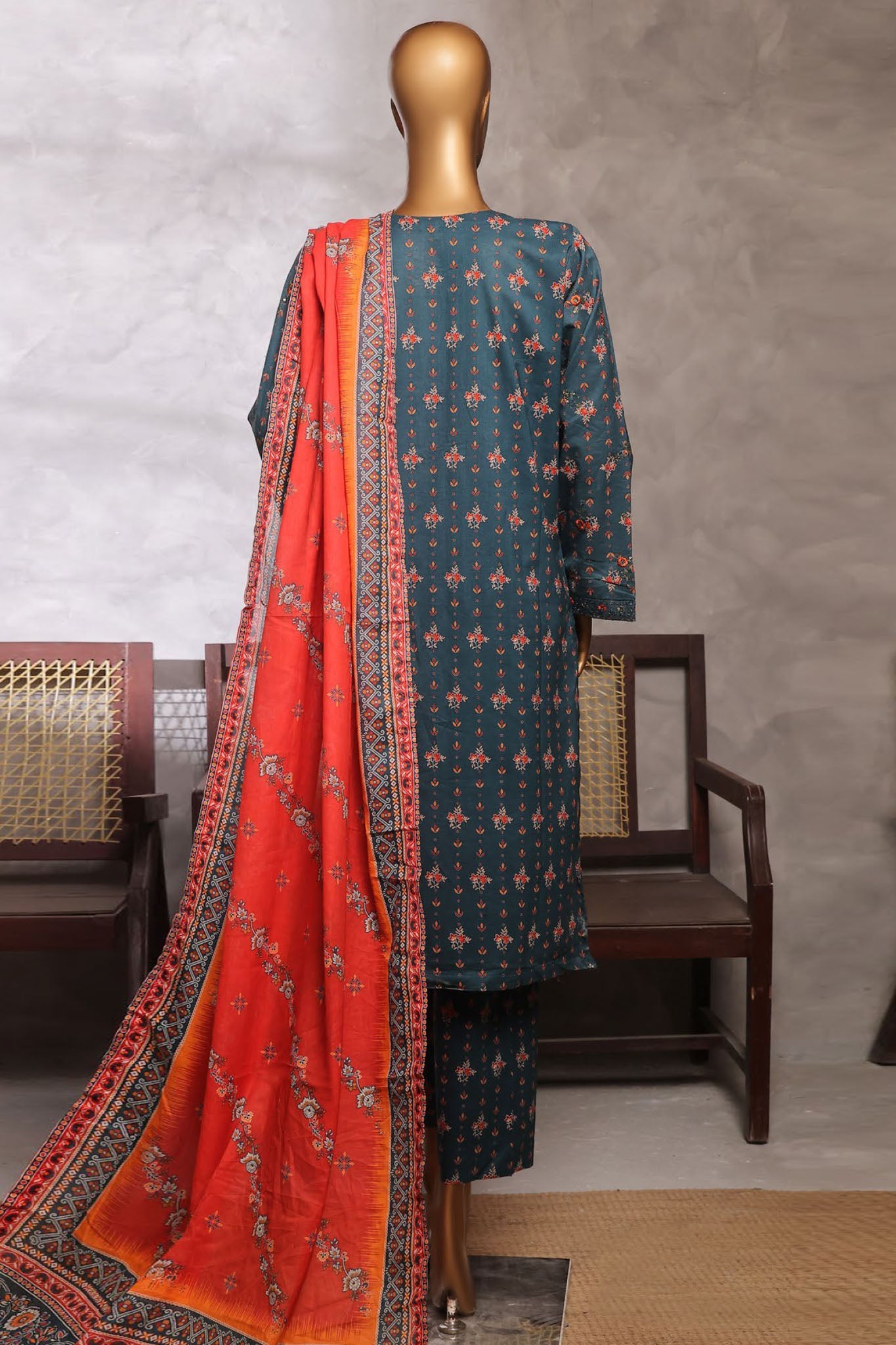 Bin Saeed Stitched 3 Piece Luxury Front Open Cutwork Vol-03 Collection'2025-SM-2161-Dark Green