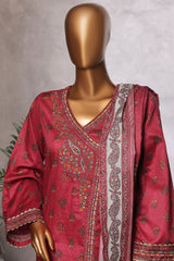 Bin Saeed Stitched 3 Piece Luxury Front Open Cutwork Vol-03 Suit-SM-2162-Maroon