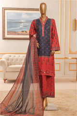 Bin Saeed Stitched 3 Piece Exclusive Chikankari Vol-07 Suit-SM-2288-Navy Blue