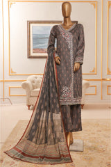 Bin Saeed Stitched 3 Piece Exclusive Chikankari Vol-07 Suit-SM-2290-Gray