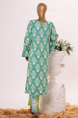 Bin Saeed Stitched 2 Piece Exclusive Printed Cotton Suit-SM-2497-Ferozi