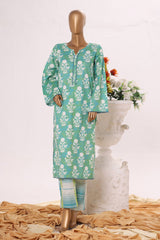 Bin Saeed Stitched 2 Piece Exclusive Printed Cotton Suit-SM-2497-Ferozi