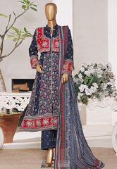 Bin Saeed Stitched 4 Piece Excusive Luxury Emb Frock Suit-SM-2566 BLUE