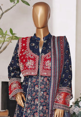 Bin Saeed Stitched 4 Piece Excusive Luxury Emb Frock Suit-SM-2566 BLUE