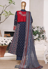 Bin Saeed Stitched 4 Piece Excusive Luxury Emb Frock Suit-SM-2566 BLUE