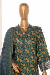 Bin Saeed Stitched 3 Piece Exclusive Lawn Frock Vol-01 Collection-SM-1457-Green