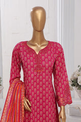 Bin Saeed Stitched 3 Piece Exclusive Lawn Frock Vol-01 Collection-SM-1465-Pink
