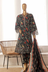 Bin Saeed Stitched 3 Piece Exclusive Lawn Frock Vol-01 Collection-SM-1468-Black