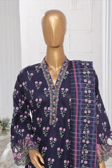 Bin Saeed Stitched 3 Piece Exclusive Lawn Frock Vol-01 Collection-SM-1469-Blue