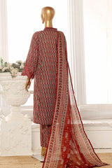 Bin Saeed Stitched 3 Piece Exclusive Lawn Frock Vol-01 Collection-SM-1472-Brown