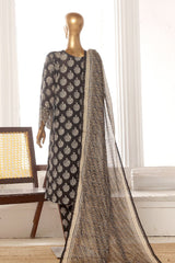 Bin Saeed Stitched 3 Piece Exclusive Lawn Frock Vol-01 Collection-SM-1473-Black