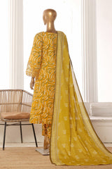 Bin Saeed Stitched 3 Piece Exclusive Lawn Frock Vol-01 Collection-SM-1476-Yellow