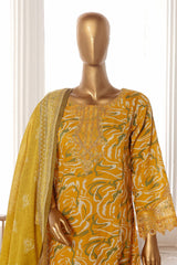 Bin Saeed Stitched 3 Piece Exclusive Lawn Frock Vol-01 Collection-SM-1476-Yellow