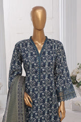 Bin Saeed Stitched 3 Piece Exclusive Lawn Frock Vol-01 Collection-SM-1477-Blue