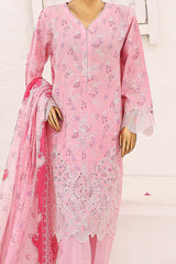 Bin Saeed Stitched 3 Piece Cutwork Emb Lawn Suit-SM-656-Pink