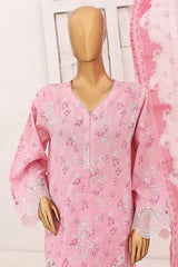 Bin Saeed Stitched 3 Piece Cutwork Emb Lawn Suit-SM-656-Pink