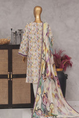 Bin Saeed Stitched 3 Piece Exclusive Printed Lawn Vol-01 Collection-SM-1443-Skin