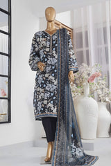 Bin Saeed Stitched 3 Piece Exclusive Printed Lawn Vol-02 Collection-SM-1409-Black