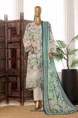 Bin Saeed Stitched 3 Piece Exclusive Lawn Frock Vol-01 Collection-SM-1478-Off White