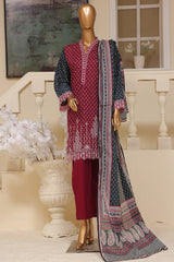 Bin Saeed Stitched 3 Piece Exclusive Emb Lawn Vol-01 Collection-SM-1506-Purple