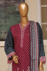 Bin Saeed Stitched 3 Piece Exclusive Emb Lawn Vol-01 Collection-SM-1506-Purple