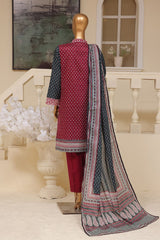 Bin Saeed Stitched 3 Piece Exclusive Emb Lawn Vol-01 Collection-SM-1506-Purple