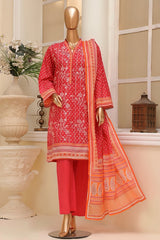 Bin Saeed Stitched 3 Piece Exclusive Emb Lawn Vol-01 Collection-SM-1505-Pink